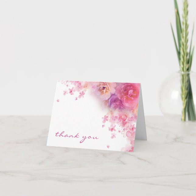 Fleurs Aquarelle Merci Main Script Élégant (Devant)