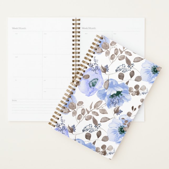 Fleurs Aquarelles Bleues Chic (Devant avec enveloppe)