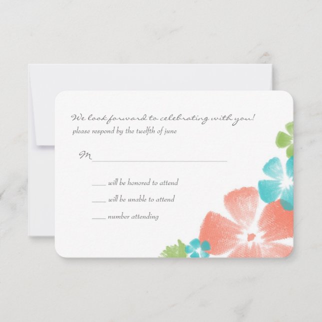 Fleurs aquarelles tropicales mariage RSVP (Devant)