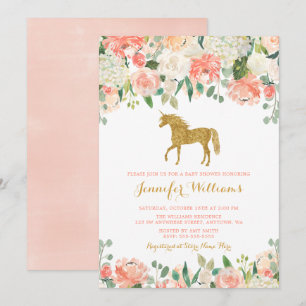 Fleurs aquarelles Unicorn Baby Shower Invitations