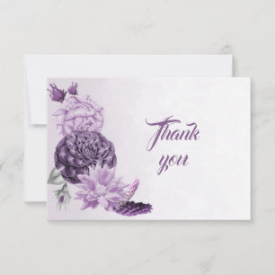 fleurs aux tons violets carte de remerciements