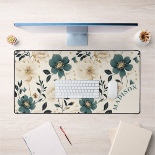 Fleurs beiges et bleues