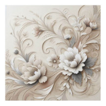 Fleurs beiges modernes 3 Poster