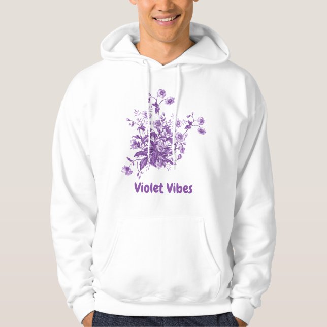 fleurs blanc et violet sweat - shirt à capuche (Devant)