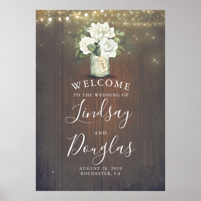 Fleurs blanches Affiche de bienvenue Mariage campa (Devant)