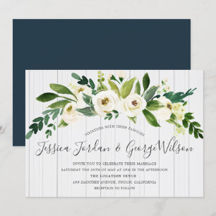 Fleurs blanches Arrière - plan mariage Invitation