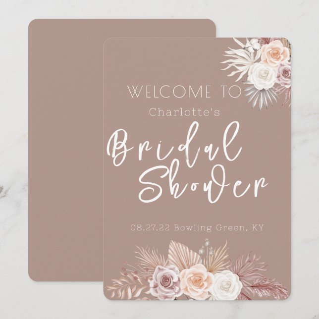 Fleurs blanches Boho Invitation à la douche nuptia (Devant / Derrière)
