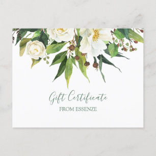 Fleurs blanches bou Certificat cadeau Design Carte