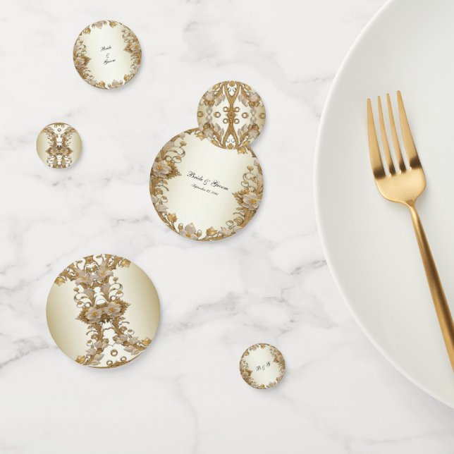 Fleurs blanches Confetti de table décorative or (Groupe)