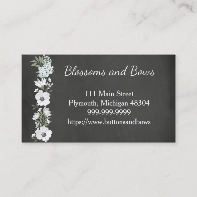 Fleurs blanches de carte de visite de fleuriste de (Devant)