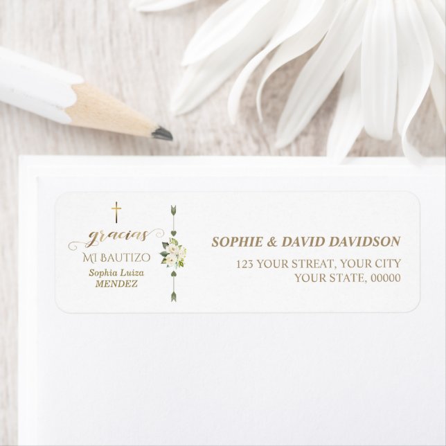 Fleurs blanches espagnoles Gracias Calligraphie Ba (En situation)