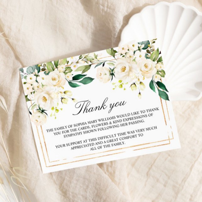 Fleurs blanches et funérailles d'or Merci note (Créateur téléchargé)