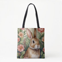 Fleurs blanches et Sac fourre-tout Bunny Dreams