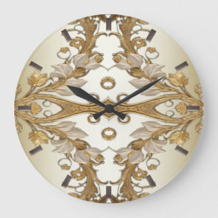 Fleurs blanches Horloge décorative Mur d'or