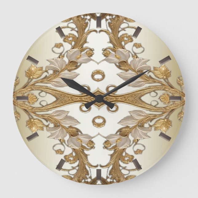 Fleurs blanches Horloge décorative Mur d'or (Recto)