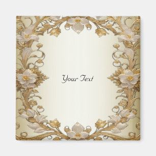 Fleurs blanches Magnet décoratif or