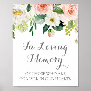 Fleurs blanches roses dans la mémoire aimée Poster