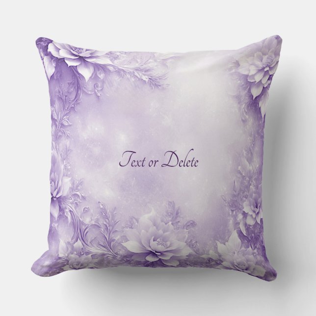 Fleurs blanches violettes Lancer Oreiller (Recto)