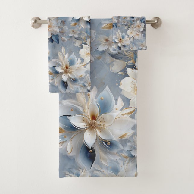 Fleurs Bleu et Blanc Arty Gold (En situation)