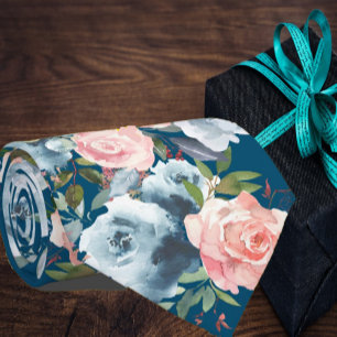Fleurs bleu marine et rose Cravate floral