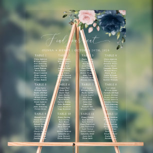 Fleurs Bleu Marine, Fleurs Roses, Plan de Table