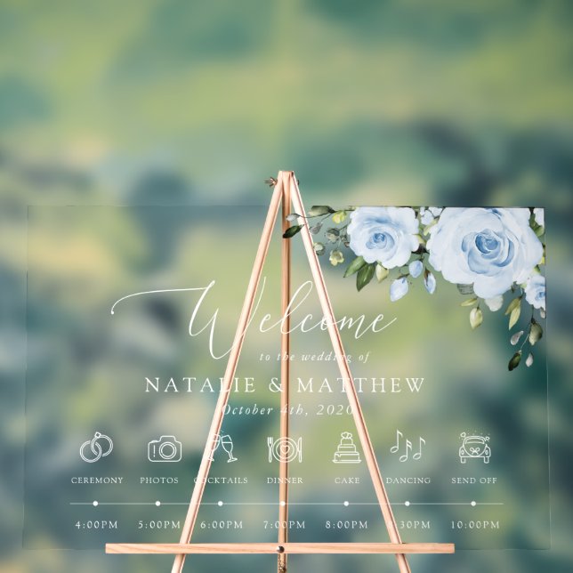 Fleurs bleues, Boho, Mariage Bienvenue (Neutre)