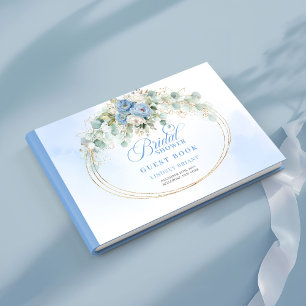 Fleurs bleues chic et livre d'or pour invités de m