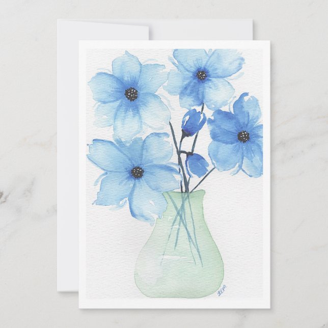 Fleurs bleues dans un vase Cartes de notes (Devant)
