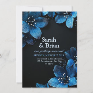 Fleurs bleues de parties scintillant de carte fair