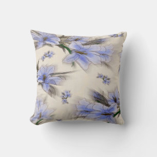 Fleurs bleues Déco Coussin Mojo américain