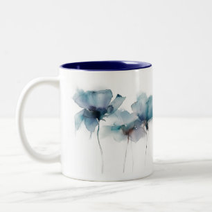 Fleurs bleues délicates Mug à deux tons