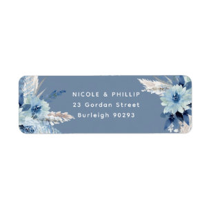 Fleurs bleues Dusty modernes Retour Adresse Mariag
