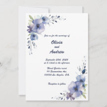 Fleurs Bleues Élégantes : Faire-part de mariage