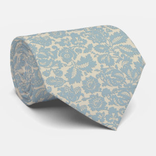Fleurs bleues en poudre sur Cravate crème