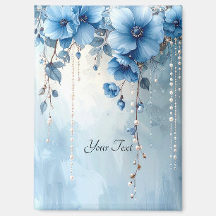 Fleurs Bleues et Perles Magnet