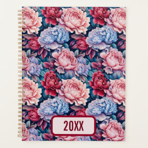 Fleurs bleues et roses