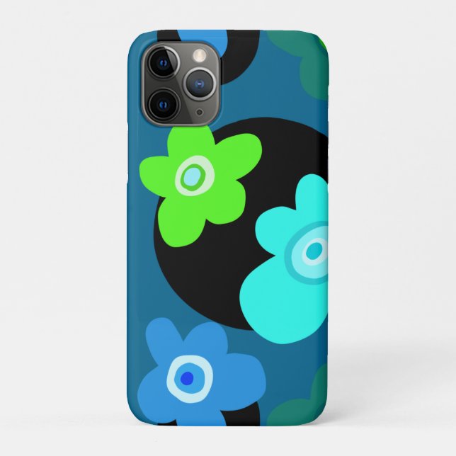 Fleurs bleues et vertes Coque-Mate coque iphone (Dos)