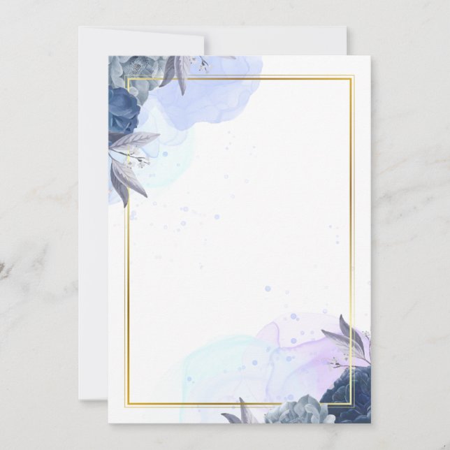 Fleurs bleues faire-part de mariage (Devant)