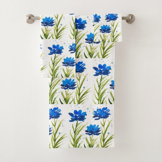 Fleurs bleues Fleur sauvage Aquarelle Feminine Chi (En situation)
