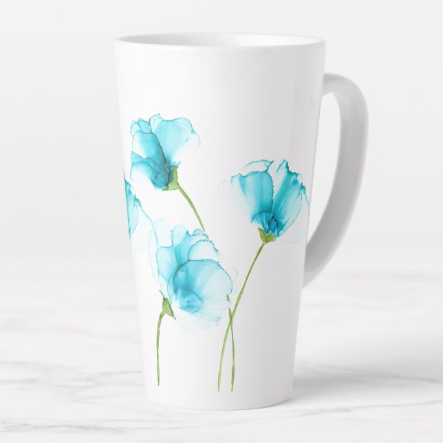 Fleurs bleues Latte Mug (Angle droit)