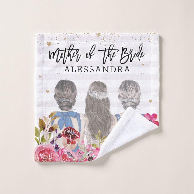 Fleurs bleues Parties scintillant d'or Mère de la  (Gant de toilette)