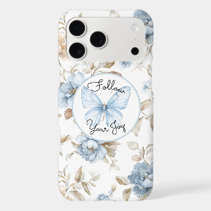 Fleurs bleues romantiques Papillon Feuilles brunes