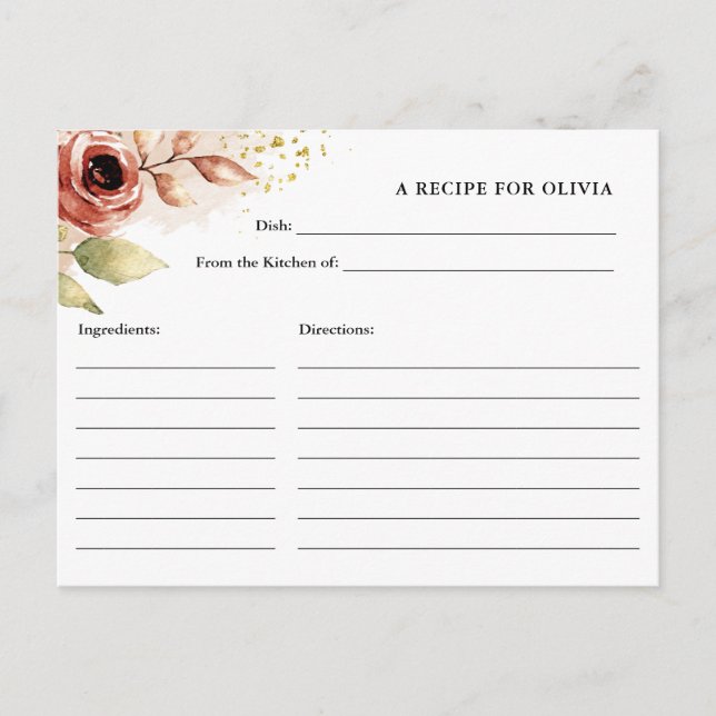 Fleurs Boho, Fête des mariées Carte Recette Person (Devant)