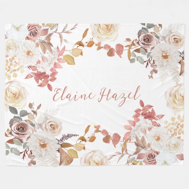 Fleurs Boho personnalisées sur couverture en polai (Devant (Horizontal))