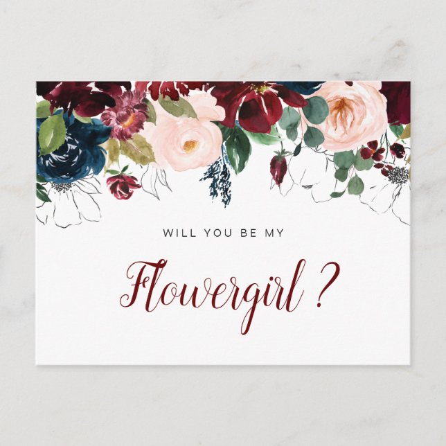fleurs bordeaux serez-vous ma carte Flowgirl (Devant)