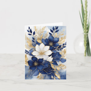 Fleurs botaniques bleues marine et blanches