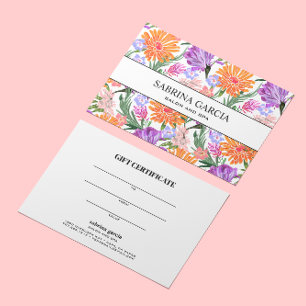 Fleurs brillantes   Carte cadeau Violet Blue orang