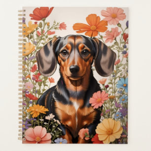 Fleurs Brown De Dachshund Et Cosmos