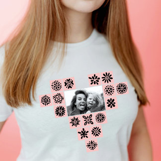 Fleurs cardiaques modernes photo T-shirt mémorable