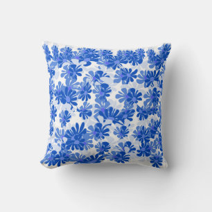 Fleurs Chic : Coussin Bleu Vibrant